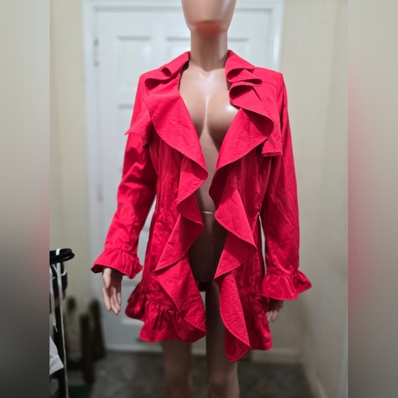 Etcetera Jackets & Blazers - Women's Red Ruffle Jacket